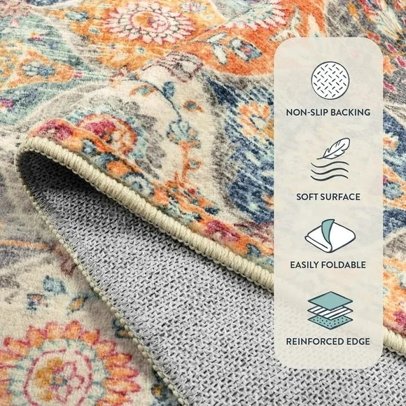 “Vibrant Moroccan Trellis Area Rug – 2’x3’, Machine Washable, Brand New” - Picture 7 of 9